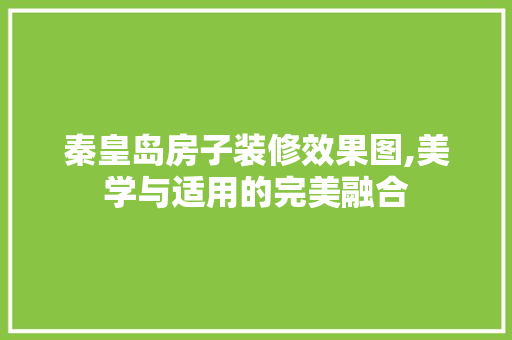 秦皇岛房子装修效果图,美学与适用的完美融合 材料设备