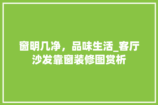 窗明几净，品味生活_客厅沙发靠窗装修图赏析 常用建材