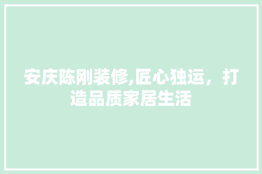安庆陈刚装修,匠心独运，打造品质家居生活 住宅建筑设计