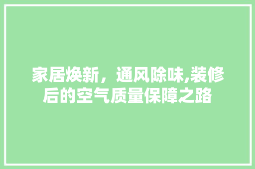 家居焕新，通风除味,装修后的空气质量保障之路 施工工艺