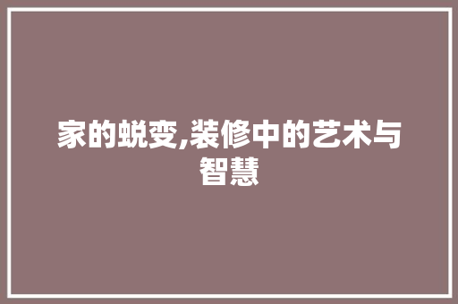 家的蜕变,装修中的艺术与智慧 常用建材