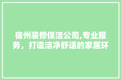 宿州装修保洁公司,专业服务，打造洁净舒适的家居环境 施工工艺