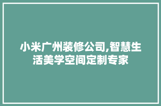 小米广州装修公司,智慧生活美学空间定制专家 建筑设计