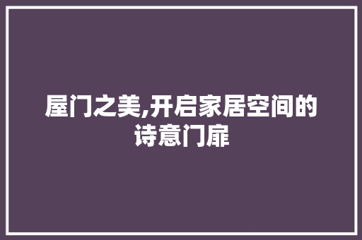 屋门之美,开启家居空间的诗意门扉 工艺流程