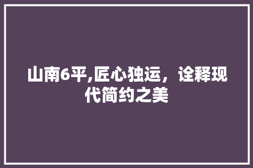 山南6平,匠心独运，诠释现代简约之美