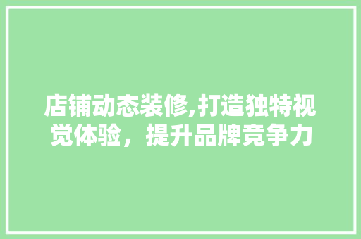 店铺动态装修,打造独特视觉体验，提升品牌竞争力 建筑设计