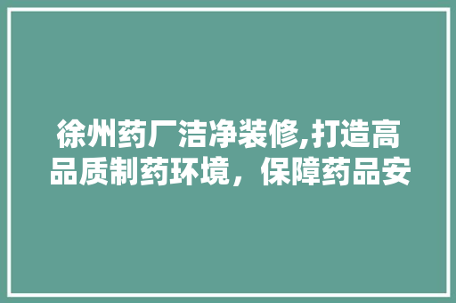 徐州药厂洁净装修,打造高品质制药环境，保障药品安全