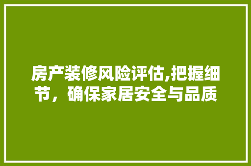 房产装修风险评估,把握细节，确保家居安全与品质 施工技术