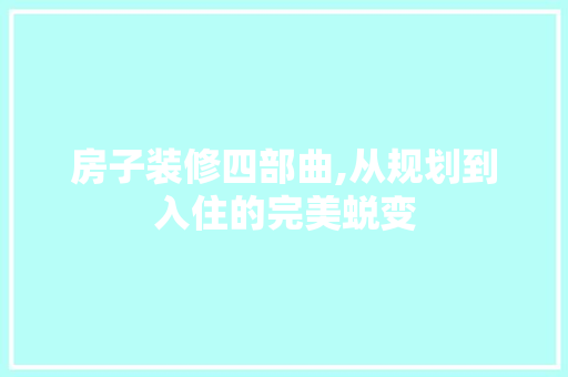 房子装修四部曲,从规划到入住的完美蜕变 施工工艺