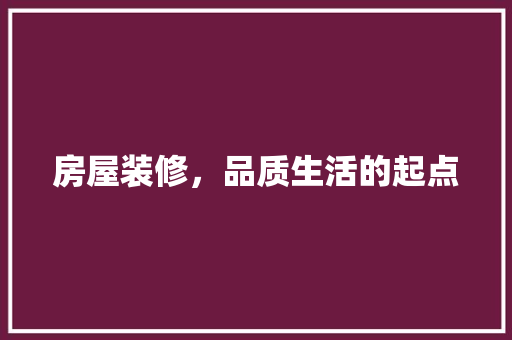 房屋装修，品质生活的起点 施工管理