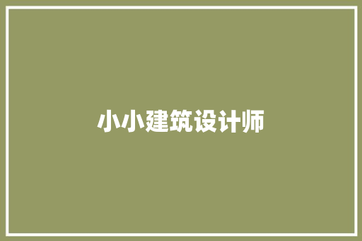 小小建筑设计师 住宅建筑设计