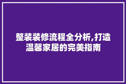 整装装修流程全分析,打造温馨家居的完美指南 施工管理