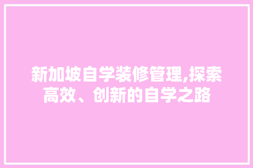 新加坡自学装修管理,探索高效、创新的自学之路 常见问题