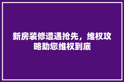 新房装修遭遇抢先，维权攻略助您维权到底 常用设备