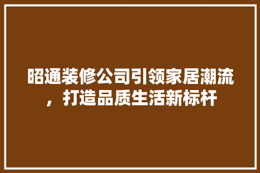 昭通装修公司引领家居潮流，打造品质生活新标杆 建筑设计
