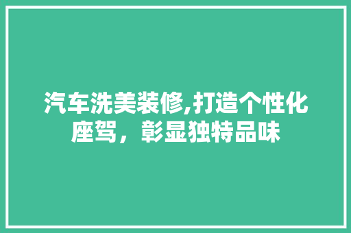 汽车洗美装修,打造个性化座驾，彰显独特品味 生态建筑设计