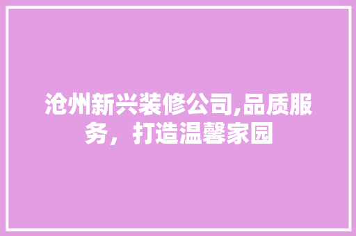 沧州新兴装修公司,品质服务，打造温馨家园 新型材料