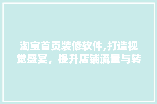 淘宝首页装修软件,打造视觉盛宴，提升店铺流量与转化率 施工工艺