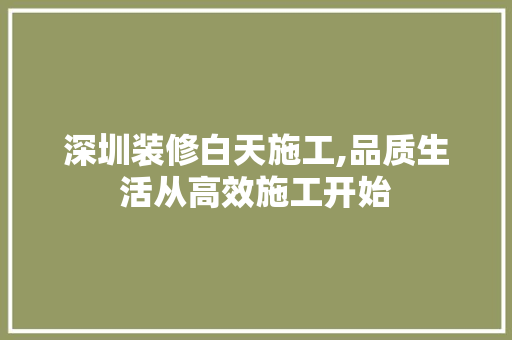 深圳装修白天施工,品质生活从高效施工开始 工艺流程