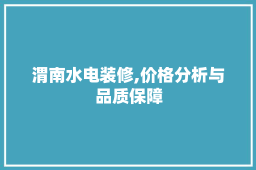 渭南水电装修,价格分析与品质保障 施工管理