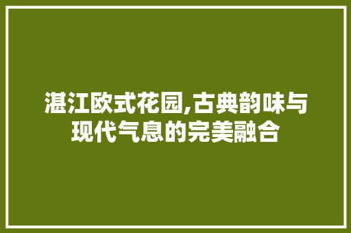 湛江欧式花园,古典韵味与现代气息的完美融合 建筑法规