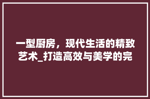 一型厨房，现代生活的精致艺术_打造高效与美学的完美融合 常用建材