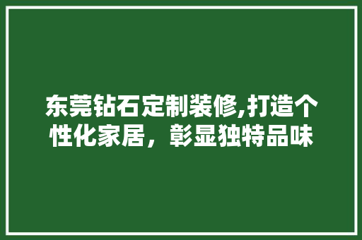东莞钻石定制装修,打造个性化家居，彰显独特品味 建筑设计