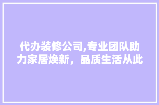 代办装修公司,专业团队助力家居焕新，品质生活从此开启 设计原则