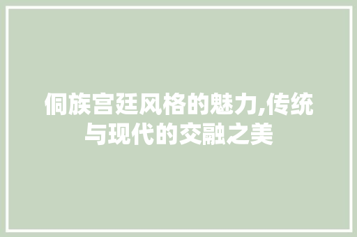 侗族宫廷风格的魅力,传统与现代的交融之美