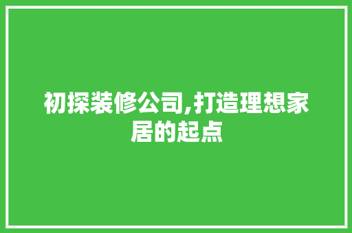 初探装修公司,打造理想家居的起点 新型材料