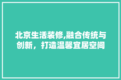 北京生活装修,融合传统与创新，打造温馨宜居空间 常用设备