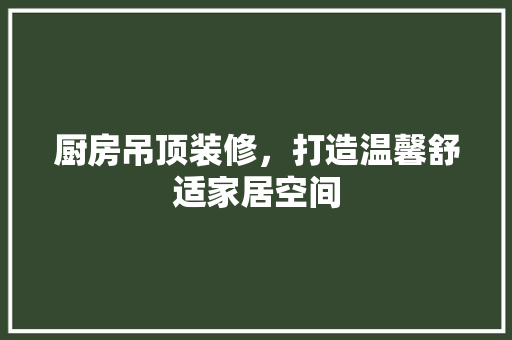 厨房吊顶装修，打造温馨舒适家居空间 材料设备