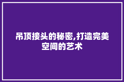 吊顶接头的秘密,打造完美空间的艺术 新型材料