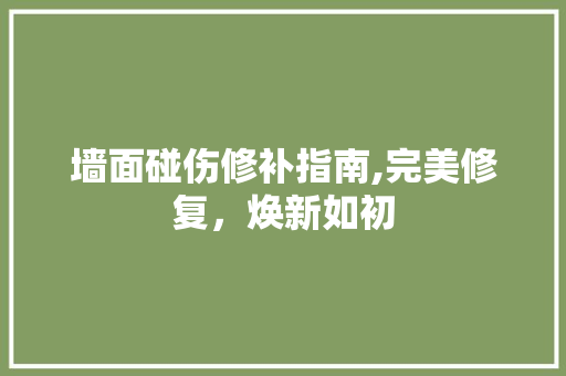墙面碰伤修补指南,完美修复，焕新如初 新型材料