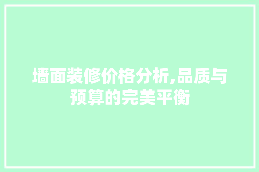 墙面装修价格分析,品质与预算的完美平衡 材料设备