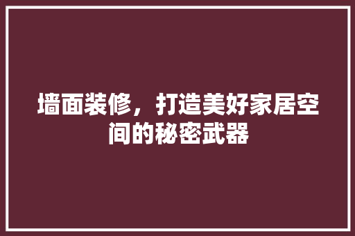 墙面装修，打造美好家居空间的秘密武器 工艺流程