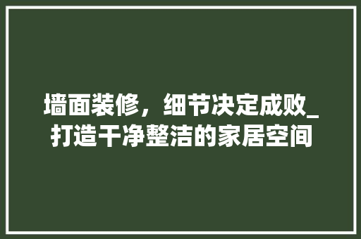墙面装修，细节决定成败_打造干净整洁的家居空间 设计原则