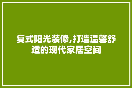 复式阳光装修,打造温馨舒适的现代家居空间 常用建材
