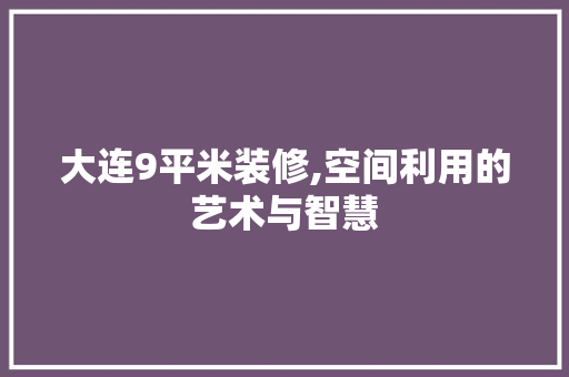 大连9平米装修,空间利用的艺术与智慧 常用设备