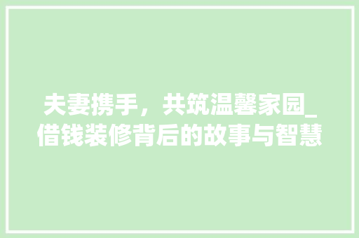 夫妻携手，共筑温馨家园_借钱装修背后的故事与智慧