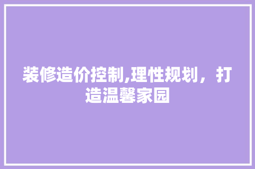 装修造价控制,理性规划，打造温馨家园