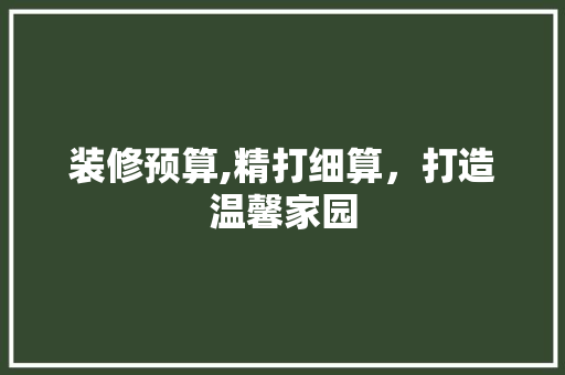 装修预算,精打细算，打造温馨家园 公共建筑设计