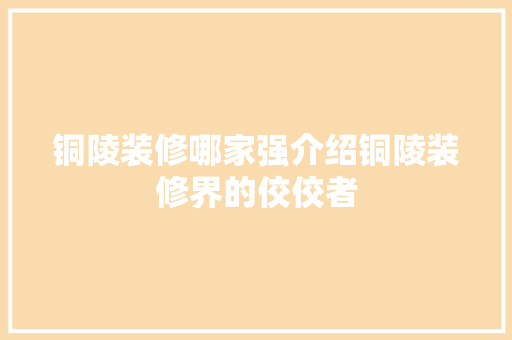铜陵装修哪家强介绍铜陵装修界的佼佼者