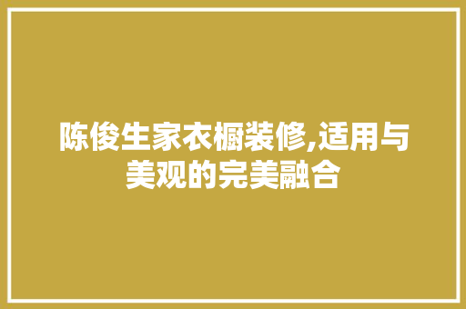 陈俊生家衣橱装修,适用与美观的完美融合 设计原则