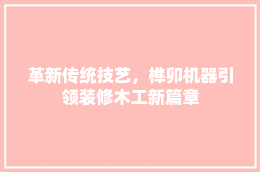 革新传统技艺，榫卯机器引领装修木工新篇章 设计原则