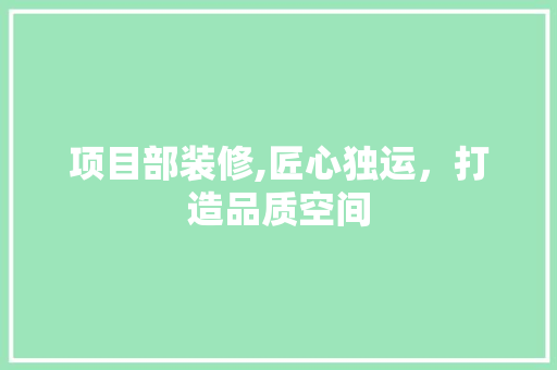 项目部装修,匠心独运，打造品质空间 工艺流程