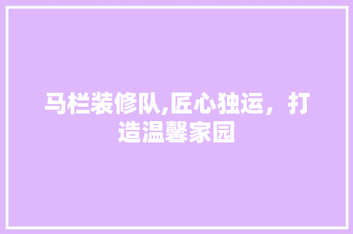 马栏装修队,匠心独运，打造温馨家园 建筑设计