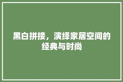 黑白拼接，演绎家居空间的经典与时尚 设计原则