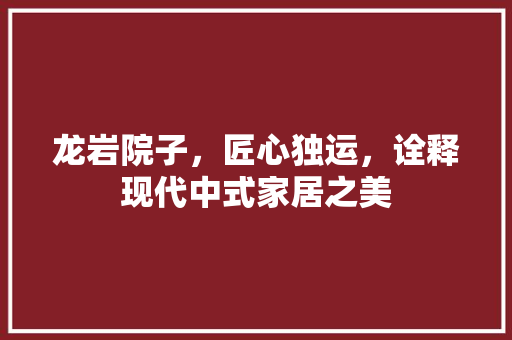 龙岩院子，匠心独运，诠释现代中式家居之美 施工管理