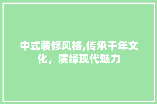 中式装修风格,传承千年文化，演绎现代魅力 施工工艺
